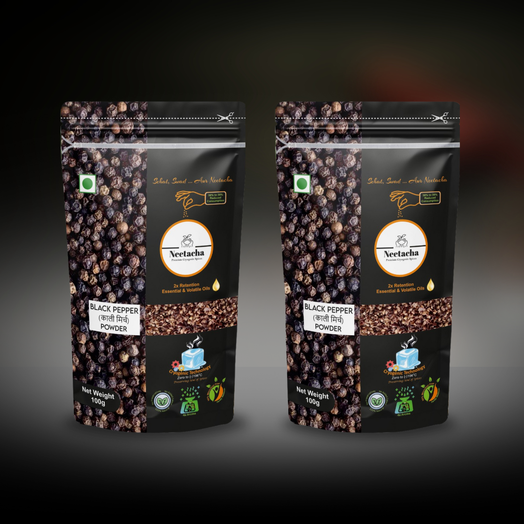NEETACHA Premium Cryogenic  Black Pepper Powder Combo | 200g