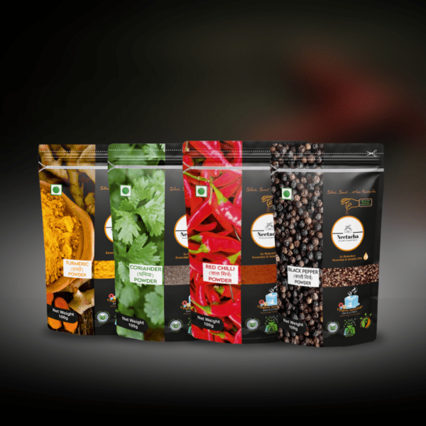 NEETACHA Premium Cryogenic Black Pepper, Coriander, Turmeric, Red Chilli | 400g
