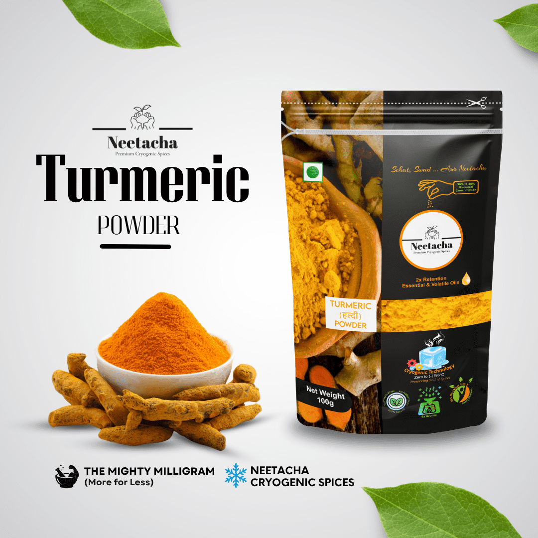 NEETACHA Premium Cryogenic Turmeric Powder I 100g | 50g