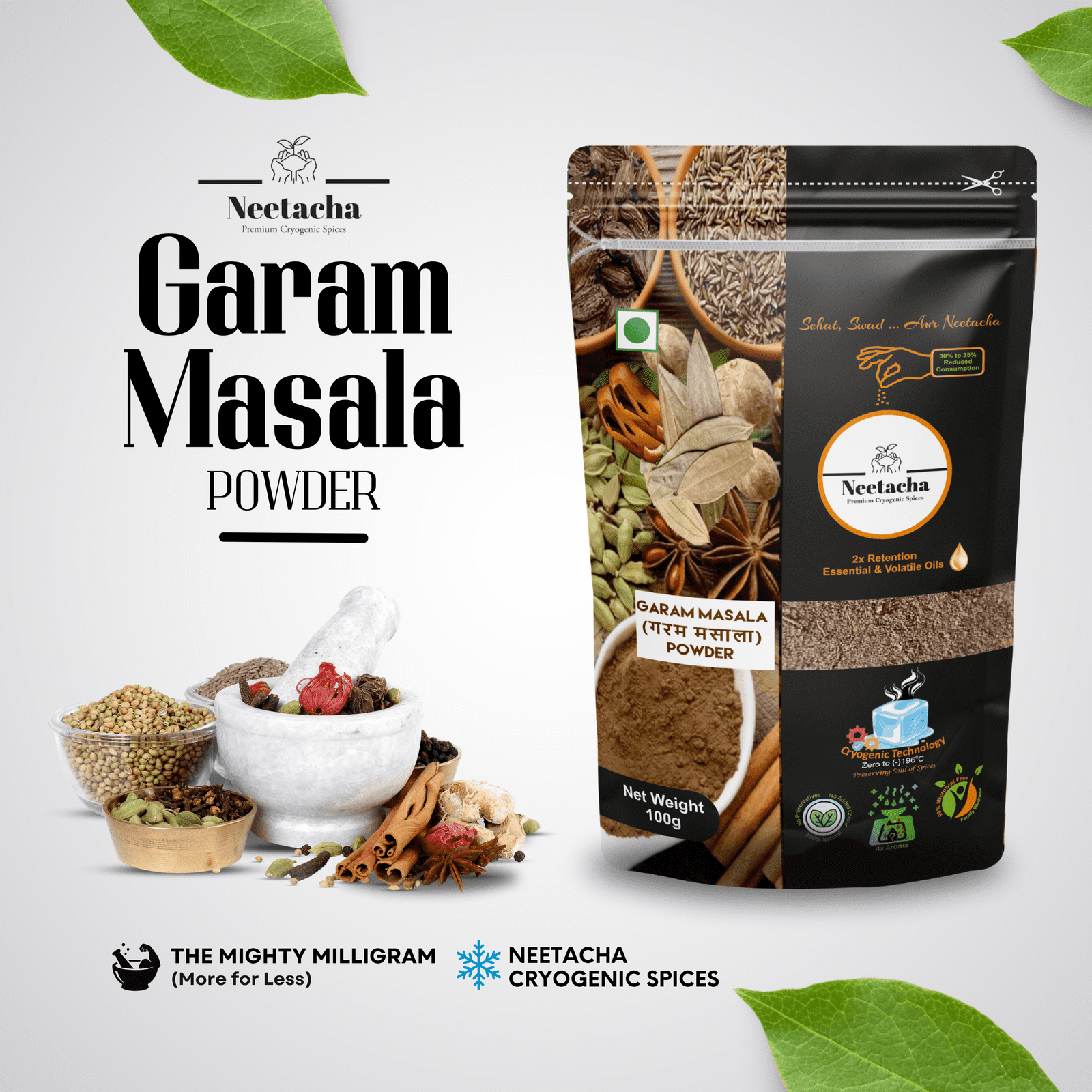 NEETACHA Premium Cryogenic Garam Masala | 100g | 50g
